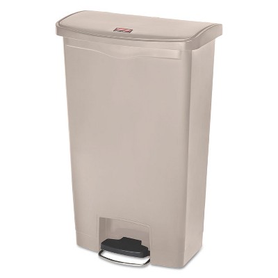 Rubbermaid Commercial Slim Jim Resin Step-On Container Front Step Style 18 gal Beige 1883460
