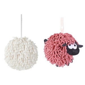 REGALWOVEN 2 Pcs Cute Comfortable Soft Absorbent Chenille Ball Fuzzy Hand Towel - 1 of 4