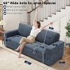 Dronkon 89" Modern Comfy Couch Sofa with Medium Firm Seat,Cover Removable,USB/Type-C Port for Living Room, Blue - 2 of 4