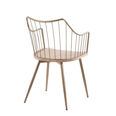Windsor High Slat Back Arm Chair in Antique Copper and White Wash