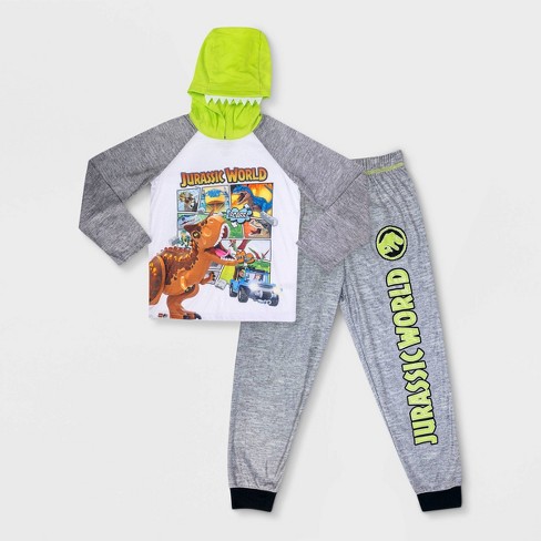 Boys Lego Jurassic World 2pc Hooded Pajama Set Gray Target