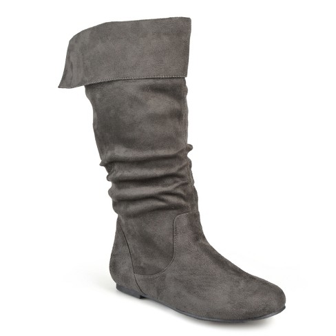 Journee Collection Womens Shelley-3 Wide Calf Round Toe Mid Calf Boots, Grey  11 : Target
