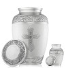 Reminded Set of 5 Engraved  Cross Cremation Urns for Human Ashes - 1 Adult + 4 Keepsake Token Size - 4 of 4