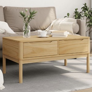 vidaXL Coffee Table Wax brown Solid pine wood Medium Storage - 1 of 4