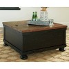 Valebeck Square Lift Top Cocktail Table Black/Brown - Signature Design by Ashley: Rustic Two-Tone, Pine Wood Veneer, 4-Leg Base - 2 of 4