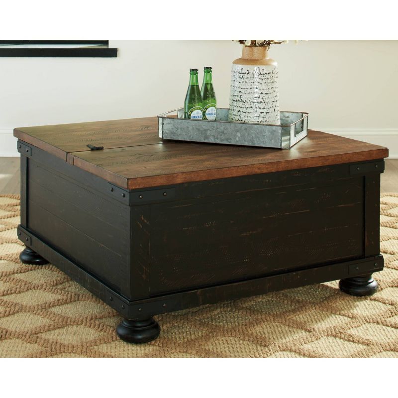 Valebeck Square Lift Top Cocktail Table Black/Brown - Signature Design by Ashley, 3 of 8