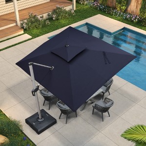 PURPLE LEAF 9' X 11' Patio Umbrella Outdoor Rectangle Umbrella Silvery Cantilever Outdoor Umbrella for Garden Deck Pool Patio - 1 of 4