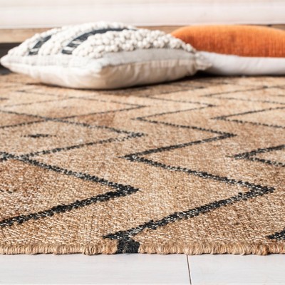 Natural and Charcoal Handmade Wool and Cotton Kilim Area Rug
