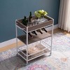 Vynxaria Bar Serving Carts, Brown and White Rolling Kitchen Cart with Three-Tier Storage - 2 of 4