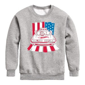 Boys' - Hot Wheels - USA Stripes Graphic Long Sleeve Fleece Sweatshirt - 1 of 4