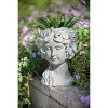 Gulches 11 Inch Gray Greek - Style Cement Head Planter for Indoor & Outdoor Garden Decor - 2 of 4