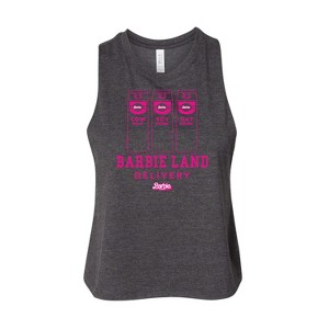 Women's Barbie Barbie Land Delivery Milk Graphic Racerback Tank - Heather Charcoal - Small - 1 of 2