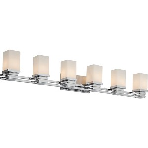 Possini Euro Design Modern Wall Light Chrome Hardwire 48 1/2" 6-Light Fixture Etched White Opal Glass Shade for Bedroom Bathroom Vanity Living Room - 1 of 4