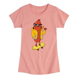 Girls' - Instant Message - Hot Dog Skater Fitted Short Sleeve Graphic T-Shirt - 1 of 4