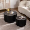 GDFStudio Peregrine Modern 2 Piece Fluted Wooden Round Coffee Table Set - 2 of 4