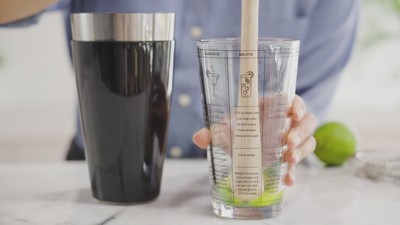 Black Stainless Steel Boston Shaker with Recipe Glass