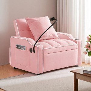 3-in-1 Fabric Convertible Sleeper Chair Sofa Bed with Adjustable Back & USB Port - 1 of 4