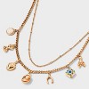 Heart and Mixed Charm Multi-Strand Necklace - Universal Thread™ Gold - 4 of 4
