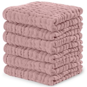 Baby Washcloths Muslin Cotton, Large 10”x10” by Comfy Cubs - 1 of 4