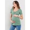 Hello Miz Women's Ribbed Short Sleeve Sweetheart Neck Maternity Top - 2 of 4