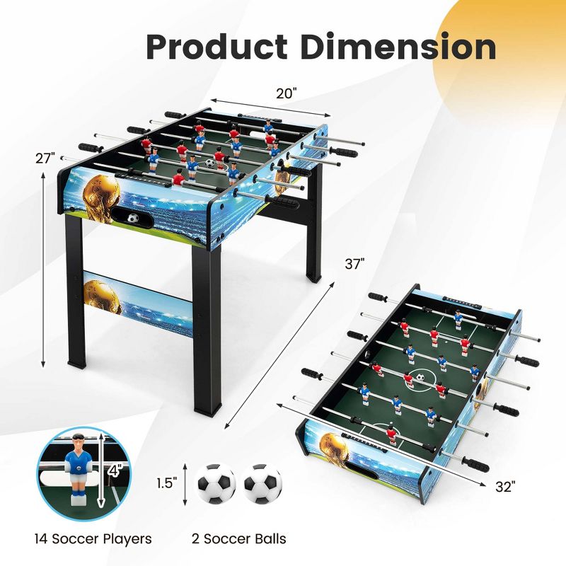 Costway 37 Inches Foosball Table with Removable Legs, 2 Balls and 2 Manual Scorers, 3 of 11