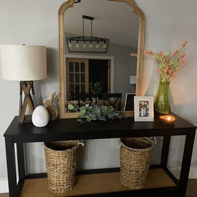 Console Table With Woven Rattan Shelf Black - Threshold™ Designed With ...
