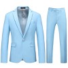 Cloudstyle Men's Suit Single-Breasted One Button Center Vent 2 Pieces Slim Fit Formal Suits Sky blue M - 2 of 4