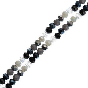 Crystal Lane DIY Designer 7in Double Bead Strand Glass Faceted Rondelle Gray Mix 4x6mm - 1 of 4