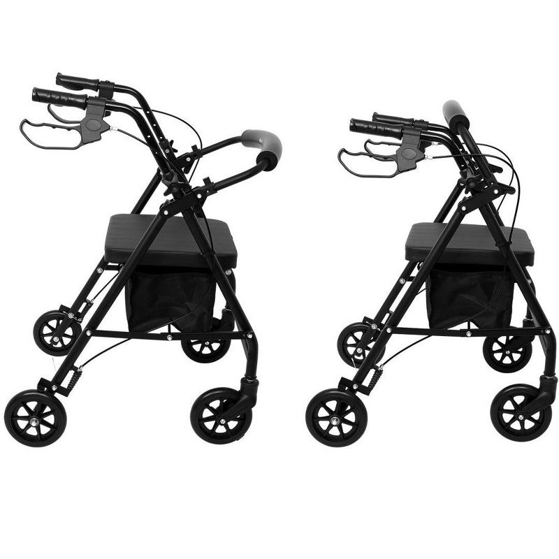SevaCare by Monoprice Walker Roller, 4 x 6" Wheels, Dual Hand Brakes, Padded Backrest, 6063 T5 Aluminum Frame, up to 300lbxMax Load, 4 of 7