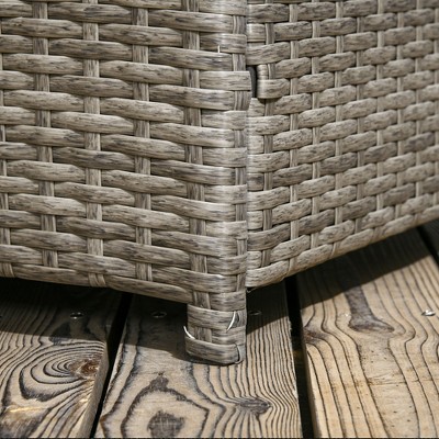 Gray Wicker and Plastic Outdoor Deck Storage Box