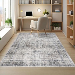 10 x 13 Large Machine Washable Living Room Rug Vintage Distressed Accent Carpet with Non-Slip Backing, Stain-Resistant Oriental Foldable Floor Mat - 1 of 4