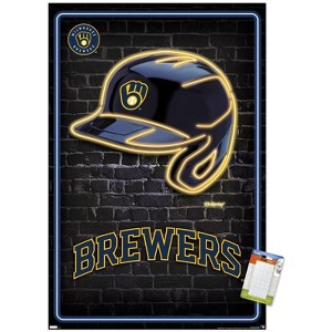 Trends International MLB Milwaukee Brewers - Neon Helmet 23 Unframed Wall Poster Prints - 1 of 4