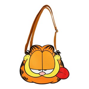 Garfield Sticking Tongue Out Orange 10" Novelty Crossbody Bag - 1 of 4