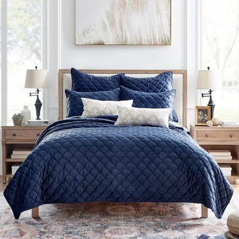 Levtex Home Mills Waffle Navy Duvet Set - Cotton Queen / Navy