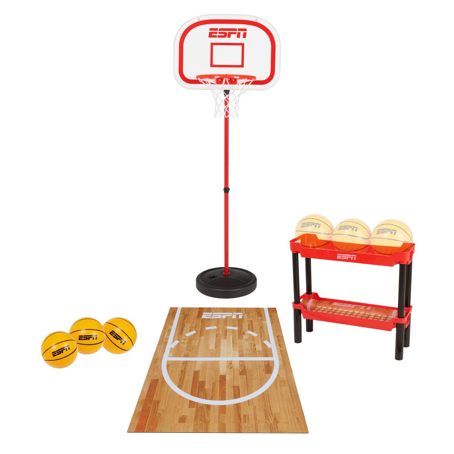ESPN Toddler Basketball Hoop Includes 3 Mini Basketballs and Ball Rack