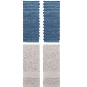 REGALWOVEN 4 Pcs Cotton Quick Drying Soft Striped Hand Towel 14" x 30" - 1 of 4