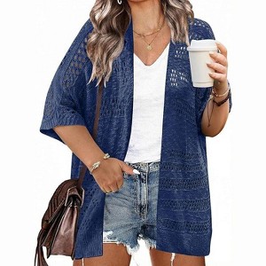 Zeagoo Plus Size Lightweight Crochet Cardigan for Women Short