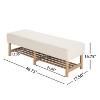 Kumasinova 48.7" Soft Linen Fabric Ottoman Bench with Bottom Shelf,Versatile Entryway Shoe Bench with Rubberwood Legs,Beige - 3 of 4