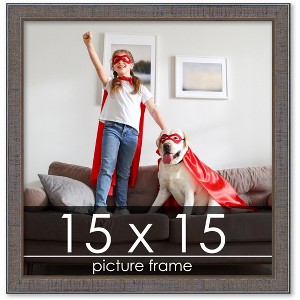 PosterPalooza | Square Textured Grey Picture Frame - UV Acrylic, Foam Board Backing, Hanging Hardware - 1 of 4