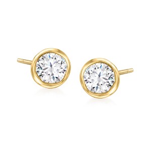 Ross-Simons 0.50 ct. t.w. Bezel-Set Diamond Stud Earrings in 14kt Yellow Gold - 1 of 3