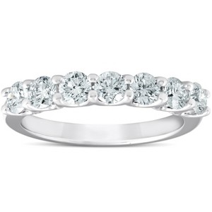 Pompeii3 1 Ct Diamond Wedding Ring 7-Stone U Prong Anniversary Band 14k White Gold - 1 of 4