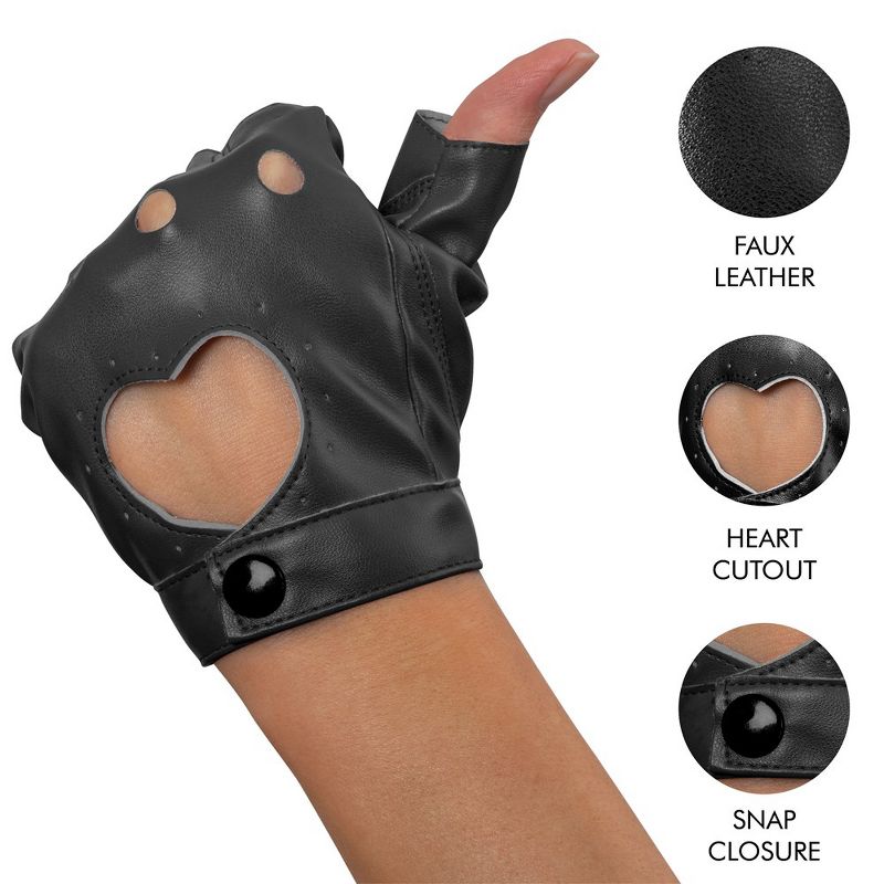 Skeleteen Girls Fingerless Biker Costume Gloves - Black, 6 of 9