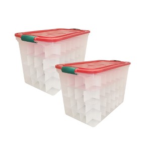 Homz 112 Qt Latching Holiday Plastic Storage Container Tote Box - 1 of 4