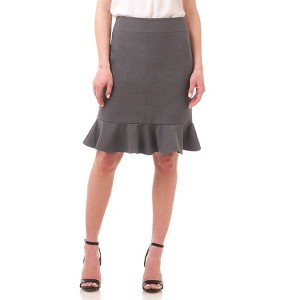 Rekucci Women's 4-Way Stretch Straight Skirt with Ruffle Hem – Pull-On Office to Dinner Style - 1 of 4