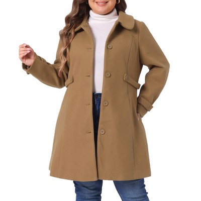 Agnes Orinda Women's Plus Size Peter Pan Collar Single Breasted with Pockets Pea Coats