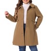 Agnes Orinda Women's Plus Size Peter Pan Collar Single Breasted with Pockets Pea Coats - 2 of 4