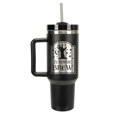 100 North Zombie Brew RIP Tombstone Halloween Wrap-Around 40 Oz. Stainless Steel Water Bottle Coffee Mug, Spill & Leak Resistant, Travel Tumbler with