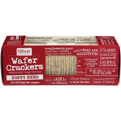 Olina’s Bakehouse Wafer Cracker Poppy Seed - Case Of 12 - 3.5 Oz : Target