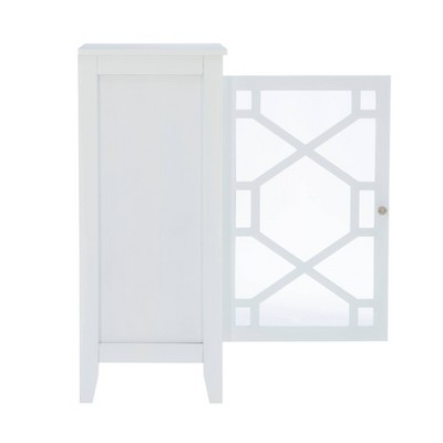 White MDF Accent Cabinet with Glass Door and Shelves