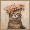 Kate & Laurel All Things Decor 30"x30" Sylvie Adorable Floral Boho Cat Framed Canvas by The Creative Bunch Studio Natural - 2 of 4